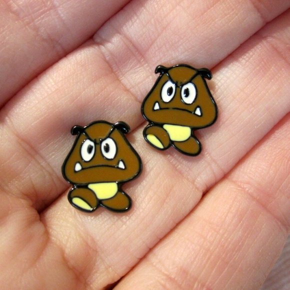 Goomba Earrings Gaming Gamer~Hypoallergenic - Picture 1 of 3